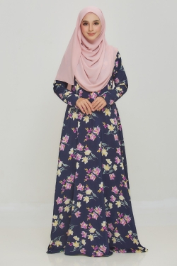 JUBAH PRINTED 39.07 - NAVY BLUE